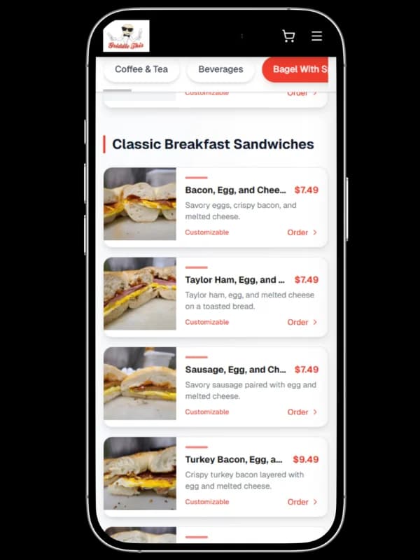 Talos restaurant ordering platform on mobile